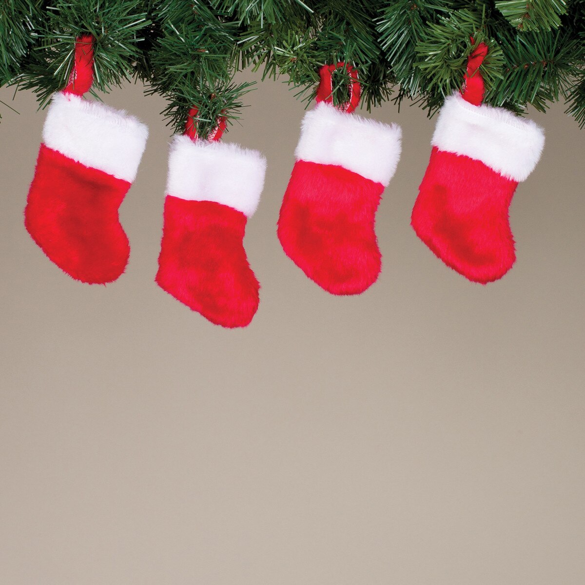 6"H Red Mini Stocking with Plush Cuff