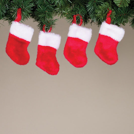 6"H Red Mini Stocking with Plush Cuff