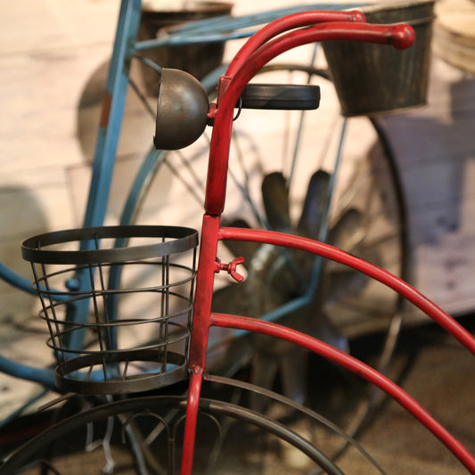 37"L Solar Lighted Metal Antique Bicycle Plant Stand