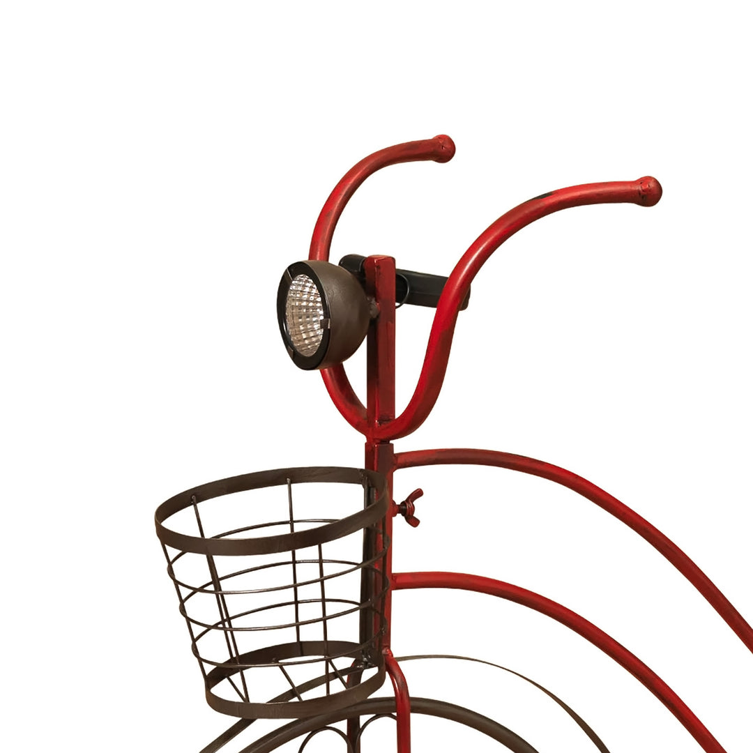 37"L Solar Lighted Metal Antique Bicycle Plant Stand