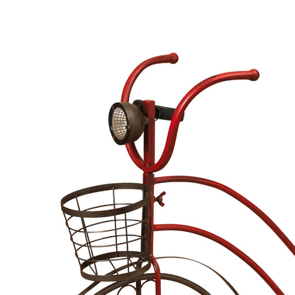 37"L Solar Lighted Metal Antique Bicycle Plant Stand