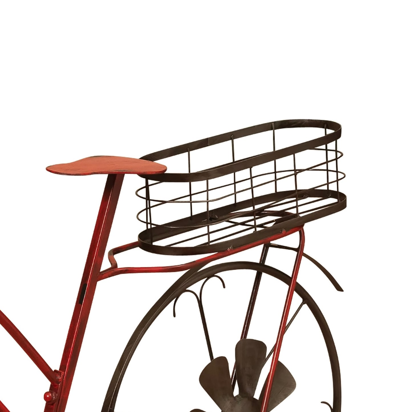 37"L Solar Lighted Metal Antique Bicycle Plant Stand