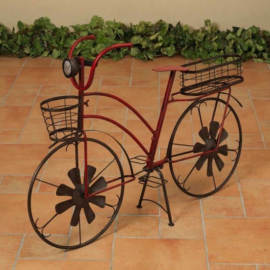 37"L Solar Lighted Metal Antique Bicycle Plant Stand