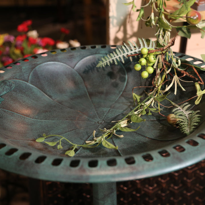 Bird Bath with Perched Bird