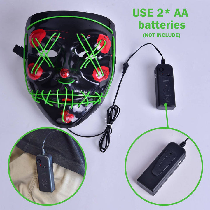 2 Piece Halloween Mask LED Light Up Mask