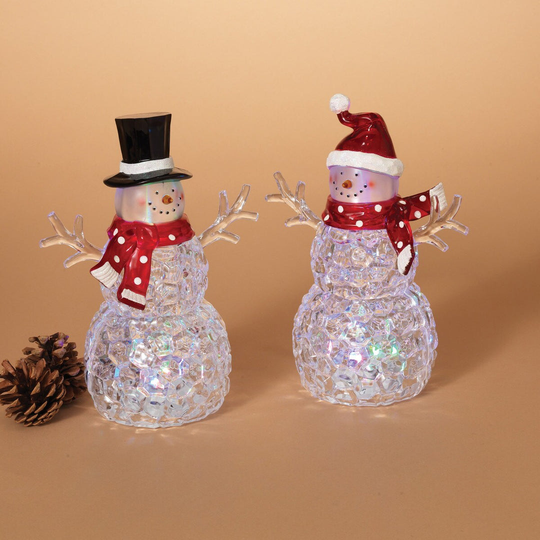 9"H B/O Lighted Acrylic Snowman Figurine