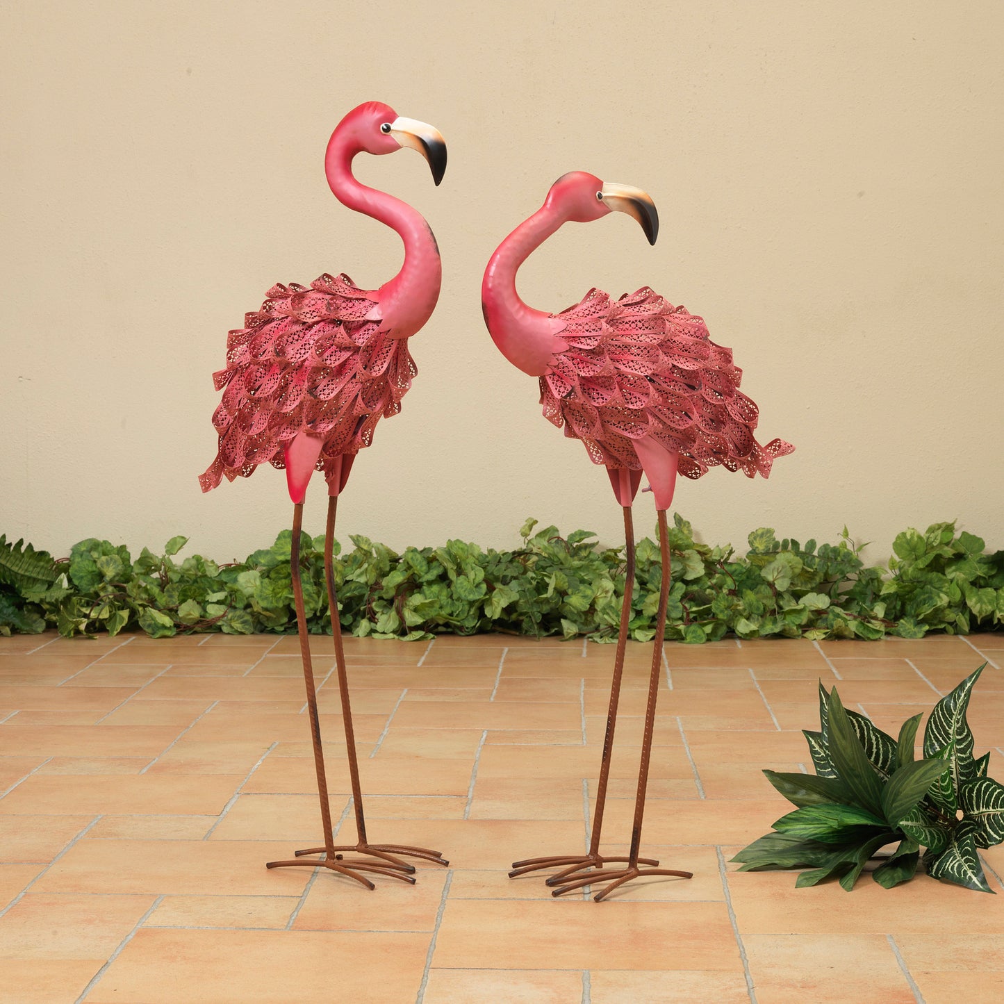 31.89"H Metal Flamingo Figurine