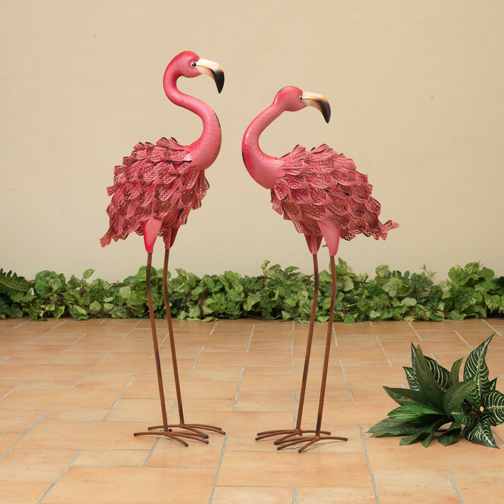 31.89"H Metal Flamingo Figurine