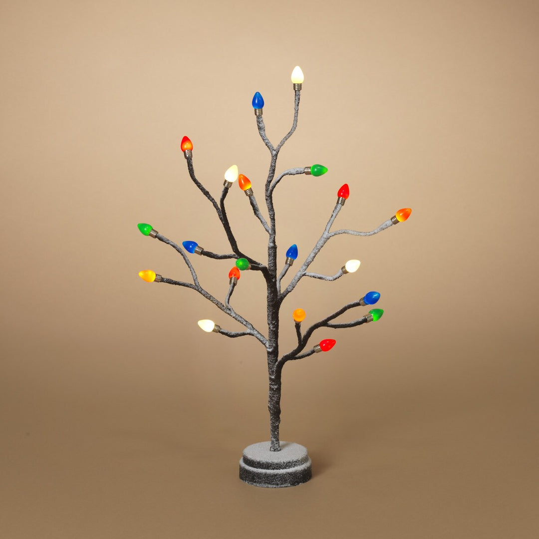 19.7"H B/O Texture Tree with 20 Warm White Lights with Colored Bulb Cap