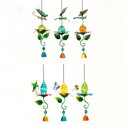 20"H Solar Lighted Metal & Glass Garden Friend Windchime