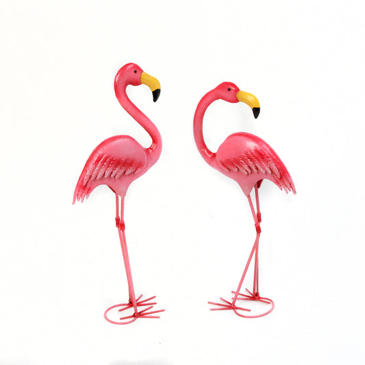 Metal Pink Flamingo Figurine