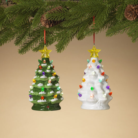 6.3"H B/O Lighted Dolomite Christmas Tree Ornament