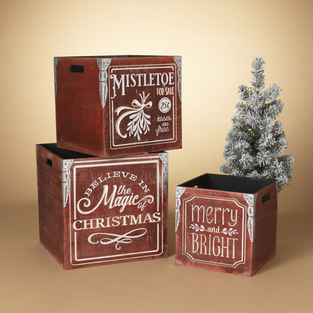 Wooden Engraved Holiday Design Boxes