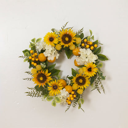 Sunflower & Lemon Wreath w/ Berry Accents