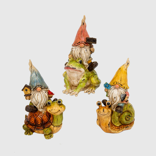 Resin Garden Gnome with Animal