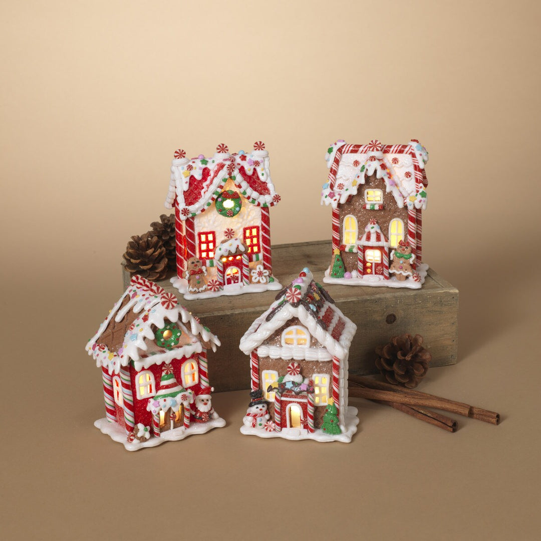 5.5"H B/O Lighted Clay Dough Holiday Gingerbread House