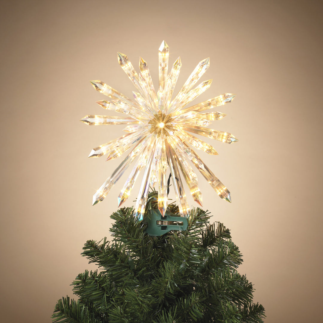 13.5"H Electric Lighted Glittered Acrylic Starburst Tree Topper with 50 Lights