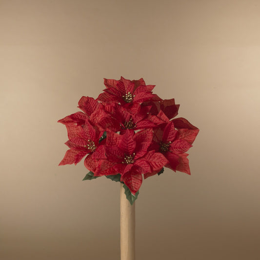13”H Poinsettia Bush Tree Pick