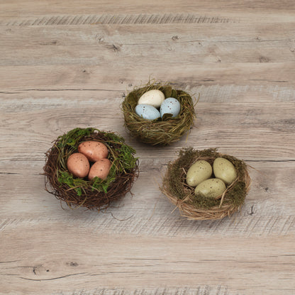 4"W Bird Nest w/ Eggs
