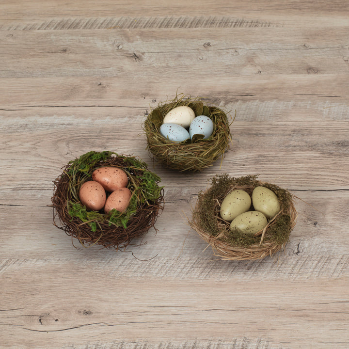 4"W Bird Nest w/ Eggs