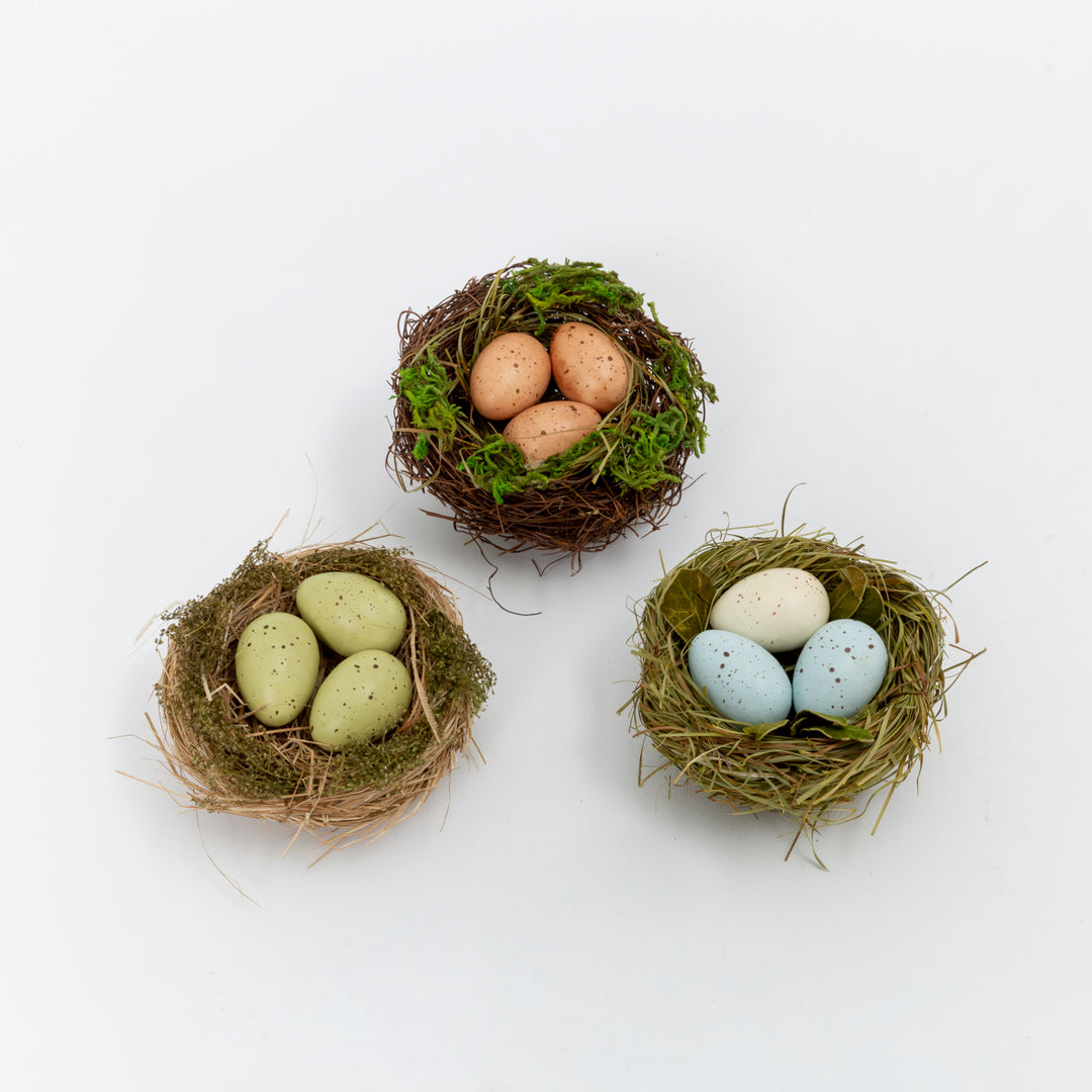 4"W Bird Nest w/ Eggs