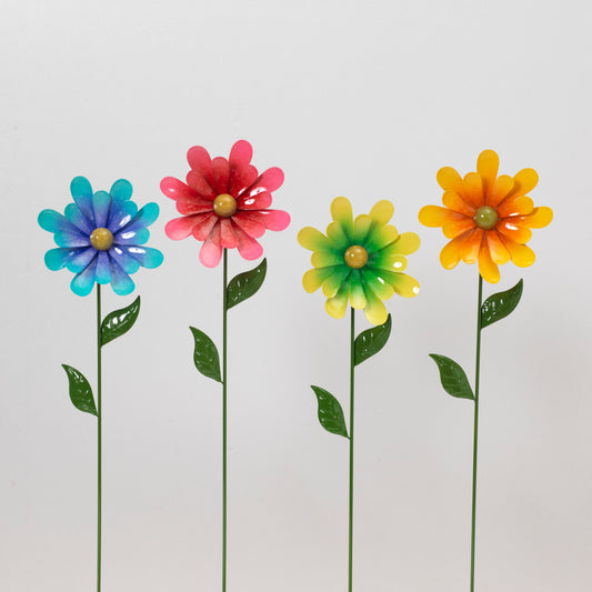 22.2"H Metal Flower Garden Stake