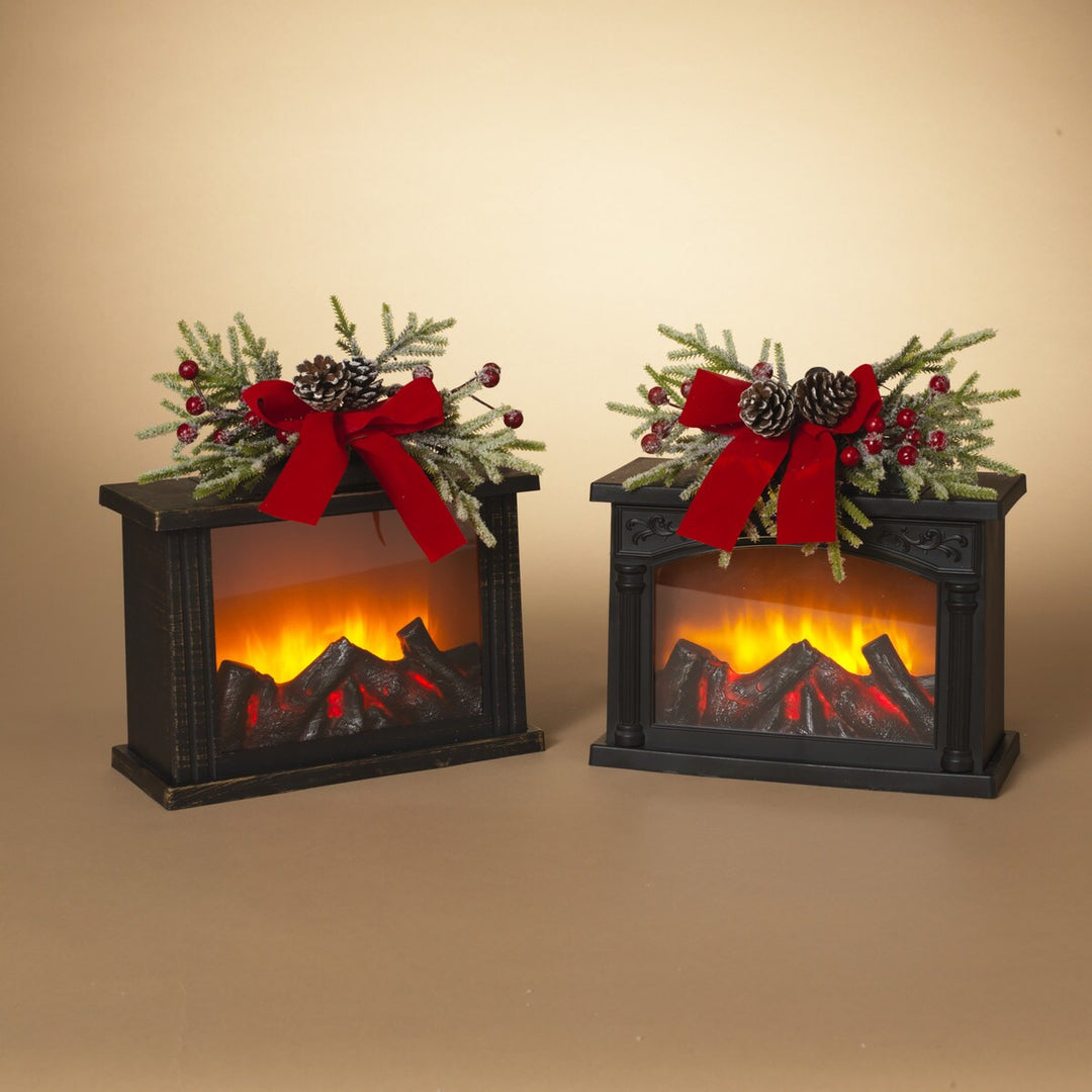 10.8” Fire Glow Lantern with Floral Accent