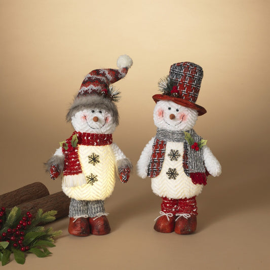 17"H B/O Lighted Plush Holiday Standing Snowman