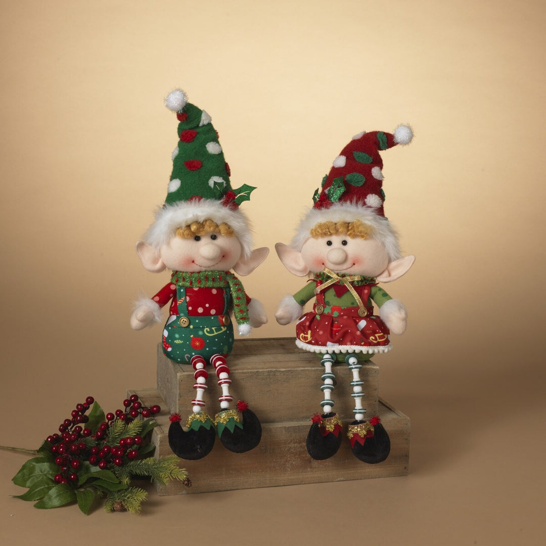 15"H Plush Holiday Elf Shelf Sitter