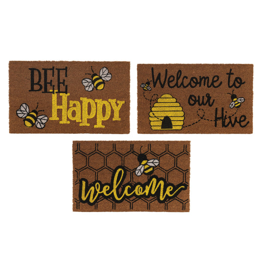 30"L Bee Design Coir Doormat