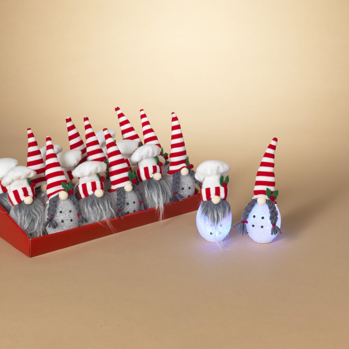 5.5"H B/O Lighted Holiday Chef Gnome Ornament