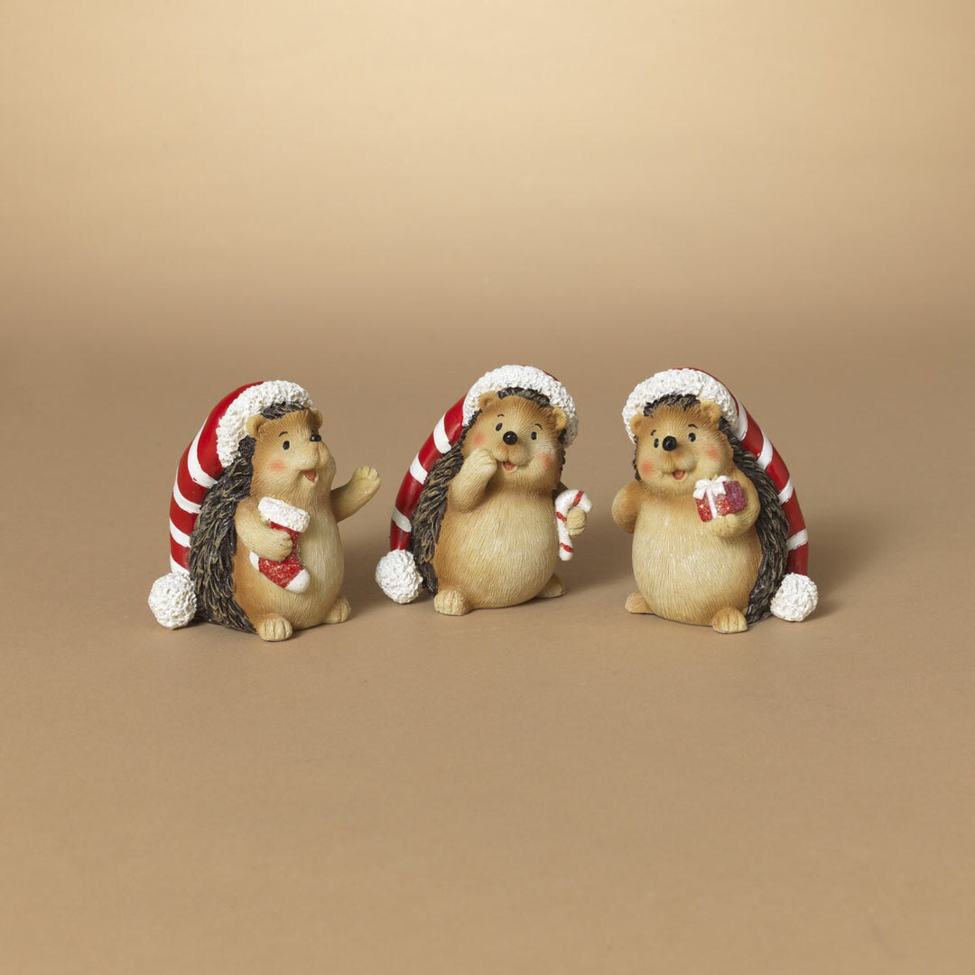 3.4"H Resin Holiday Hedgehog