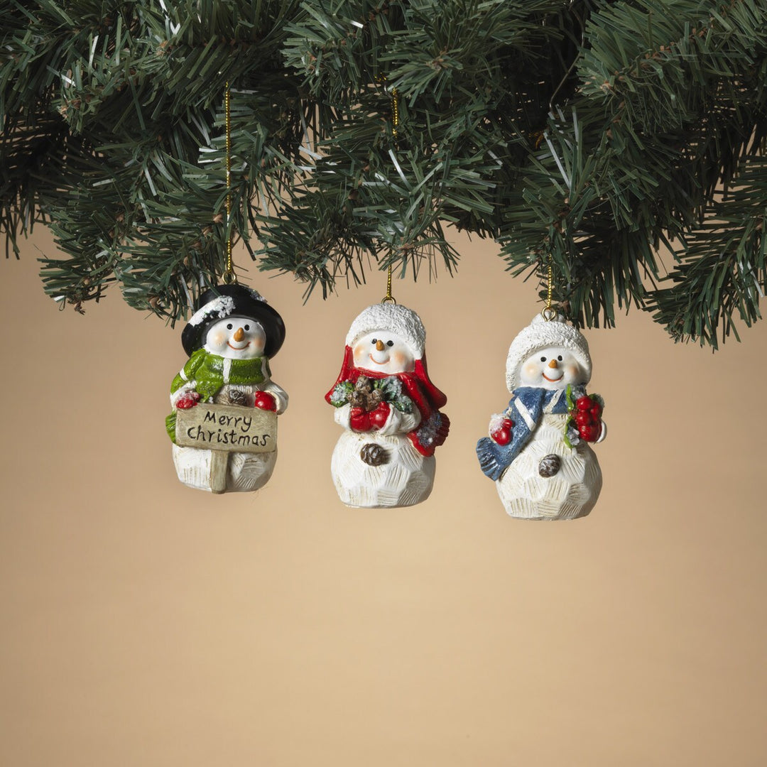 3"H Resin Holiday Snowman Ornament