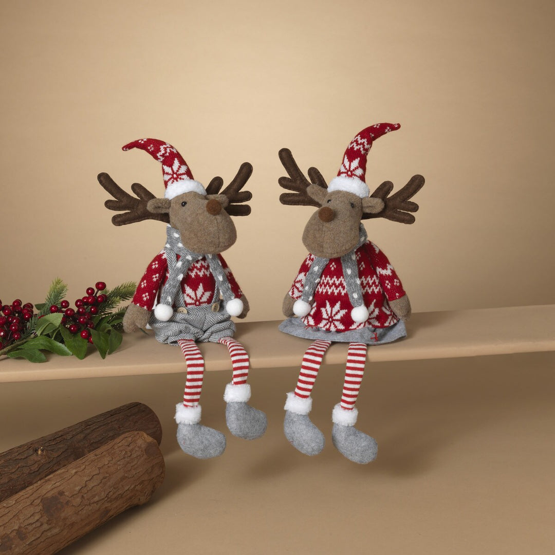 22.8"H Plush Holiday Moose Shelf Sitter