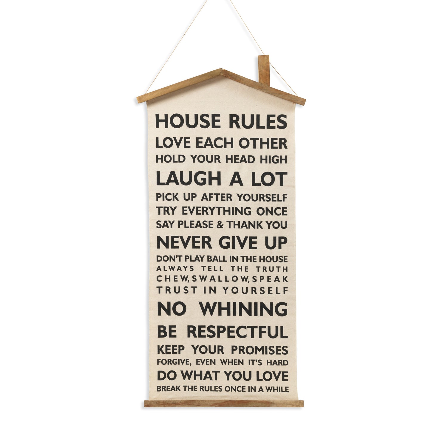 48"H Canvas Hanging "House Rules" Sign