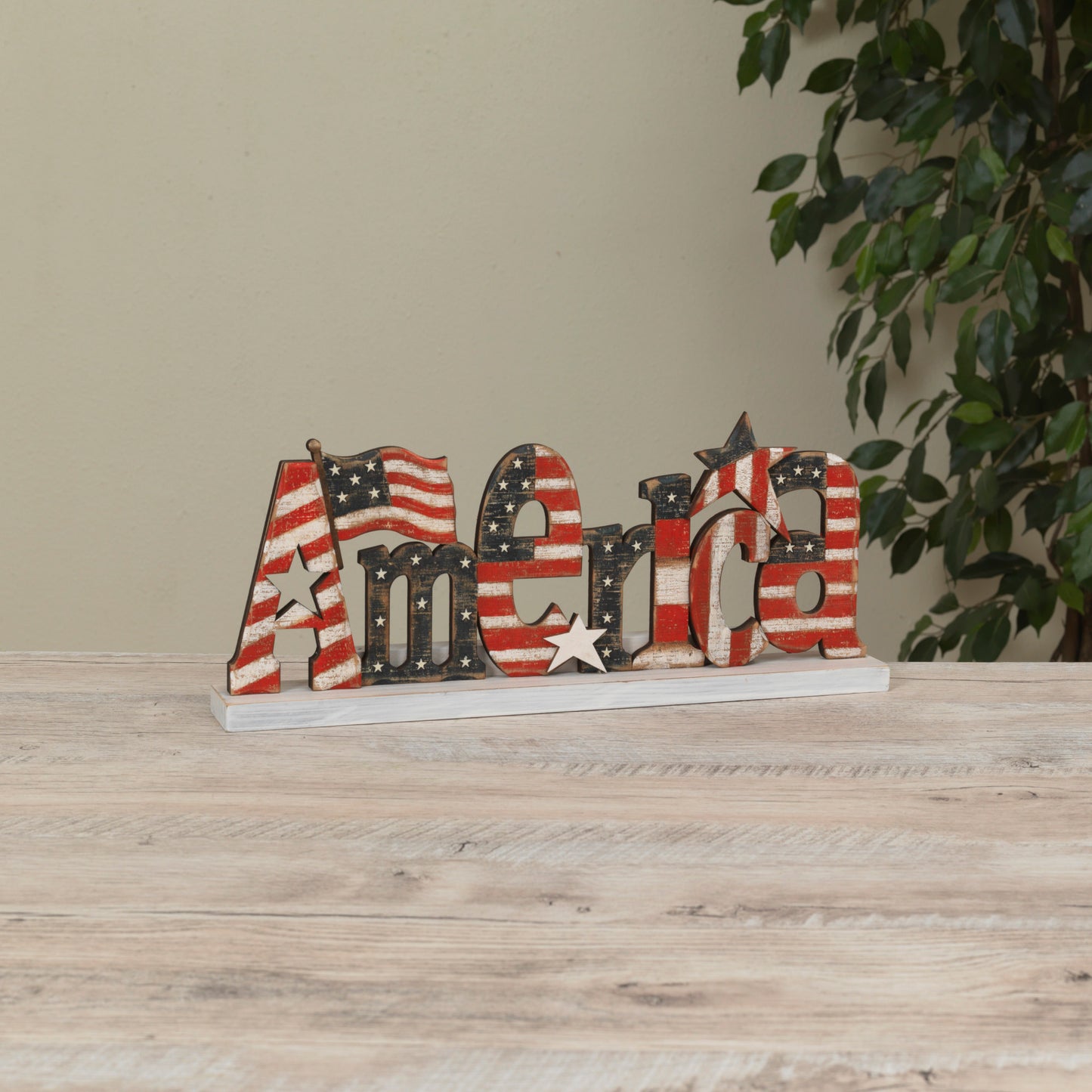 14.17"L Wood Americana Tabletop Sign
