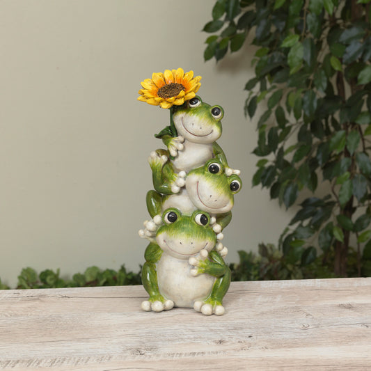 11"H Resin Stacking Frogs w/ Sunflower