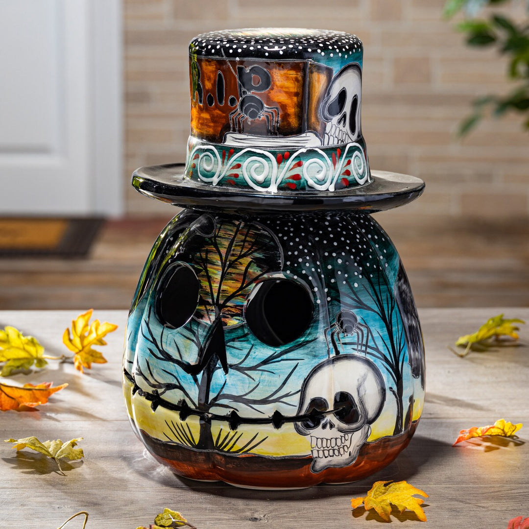 16.5"H Talavera Pumpkin with Hat