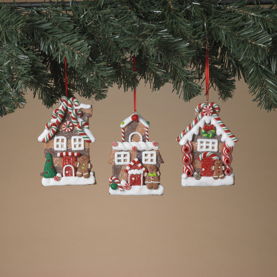 4.5"H Clay Dough Holiday Gingerbread House Ornament