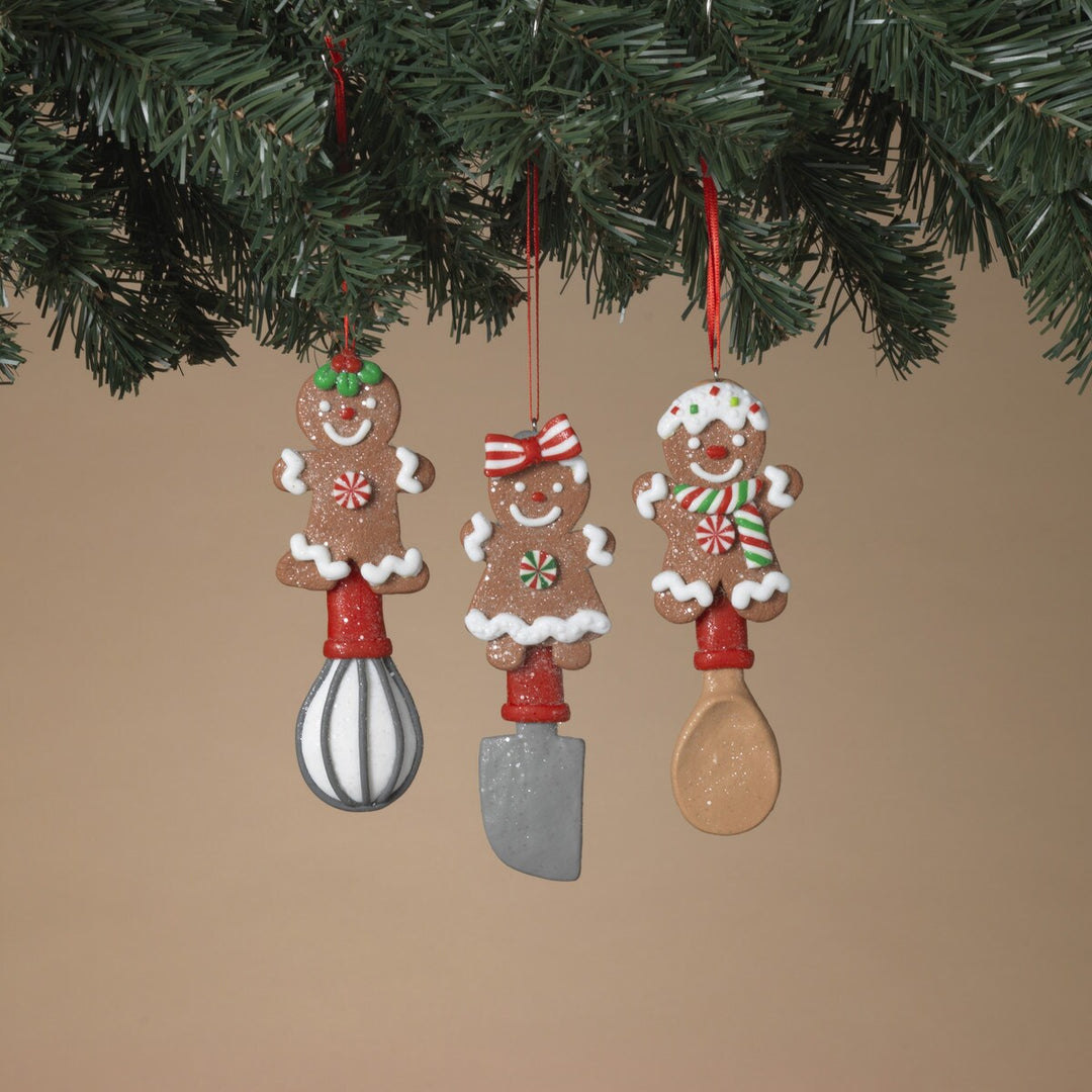 5.5"H Clay Dough Holiday Gingerbread Man Utensil Ornament