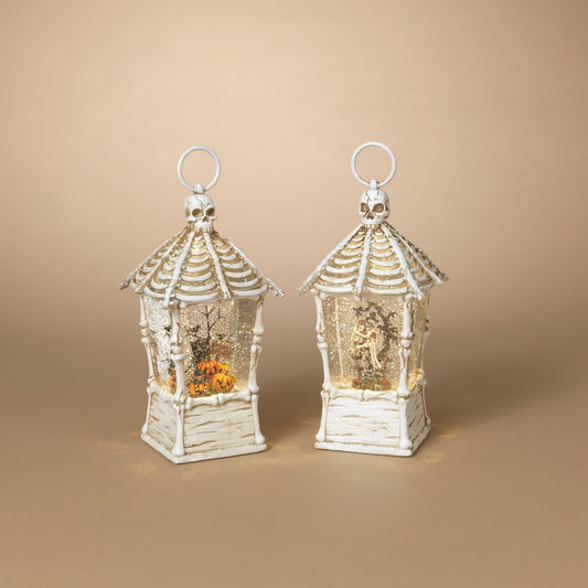 11.88"H B/O Lighted Spinning Water Globe Lantern