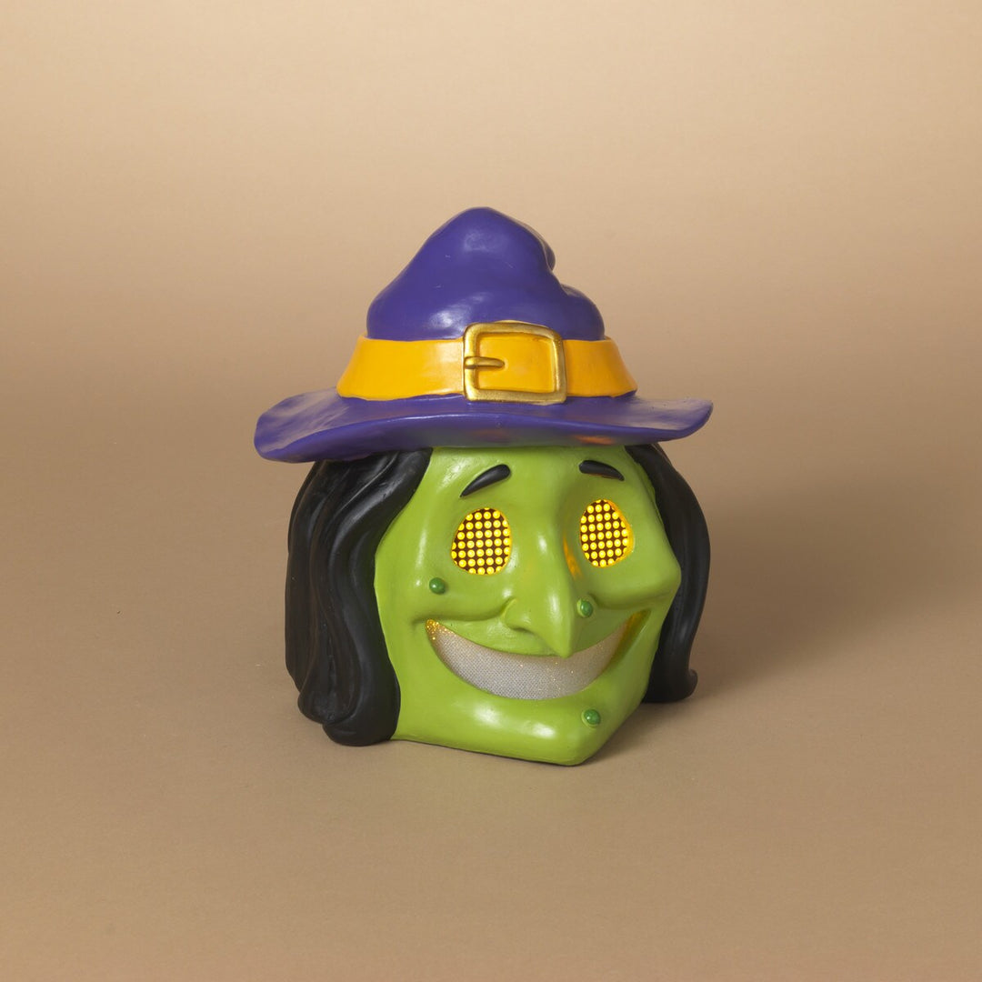 8.6"H B/O Lighted Resin Halloween Witch with Moving Eyes