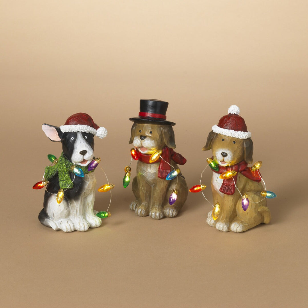 6.3"H B/O Lighted Resin Holiday Dog