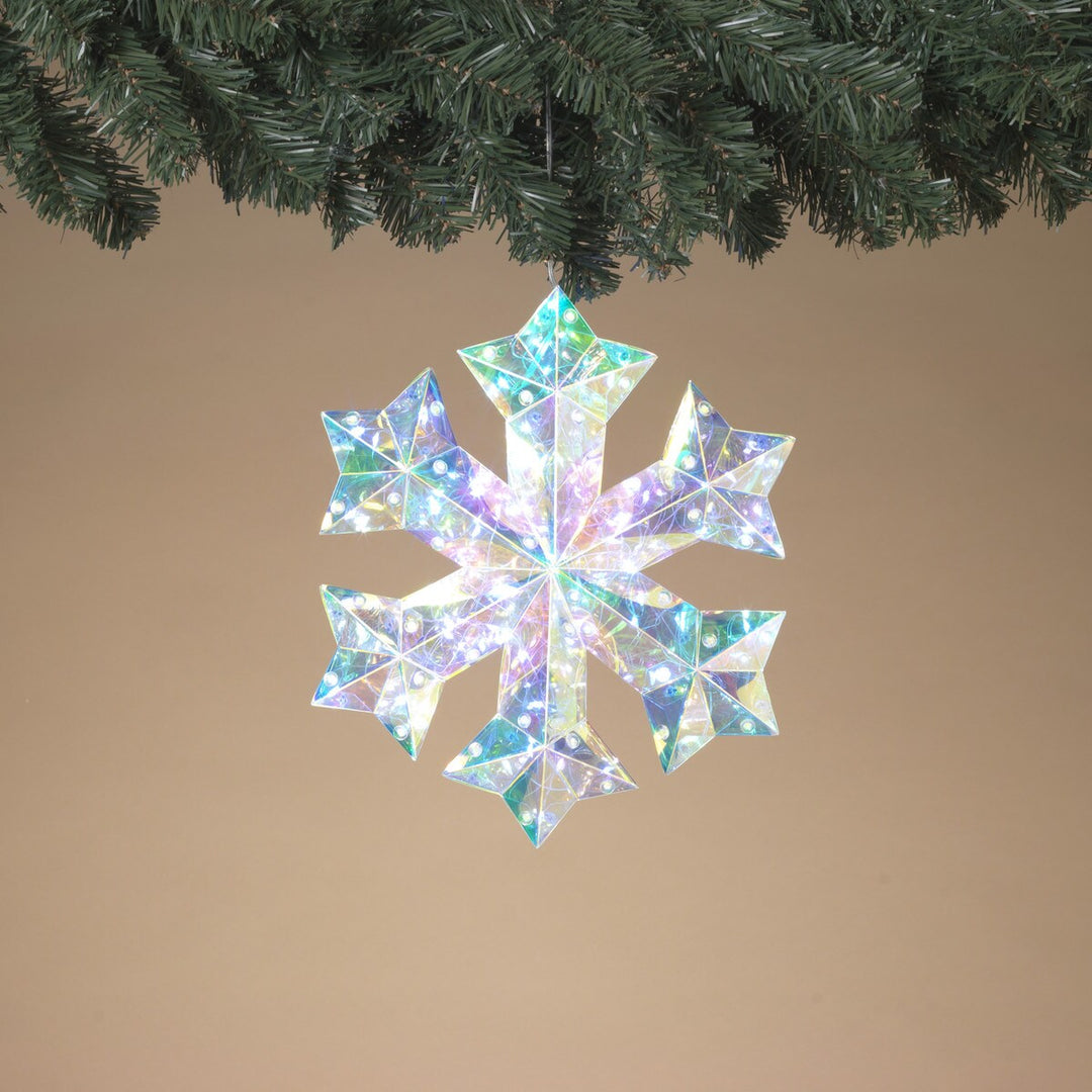 9.84"D USB Electric Lighted Hanging Holographic Snowflake with Remote Control