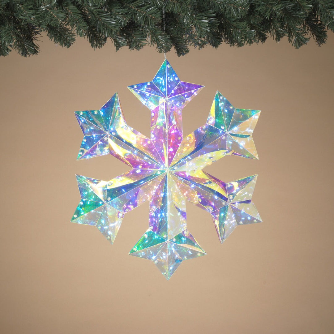 17.7"L USB Electric Lighted Hanging Holographic Snowflake with Remote Control