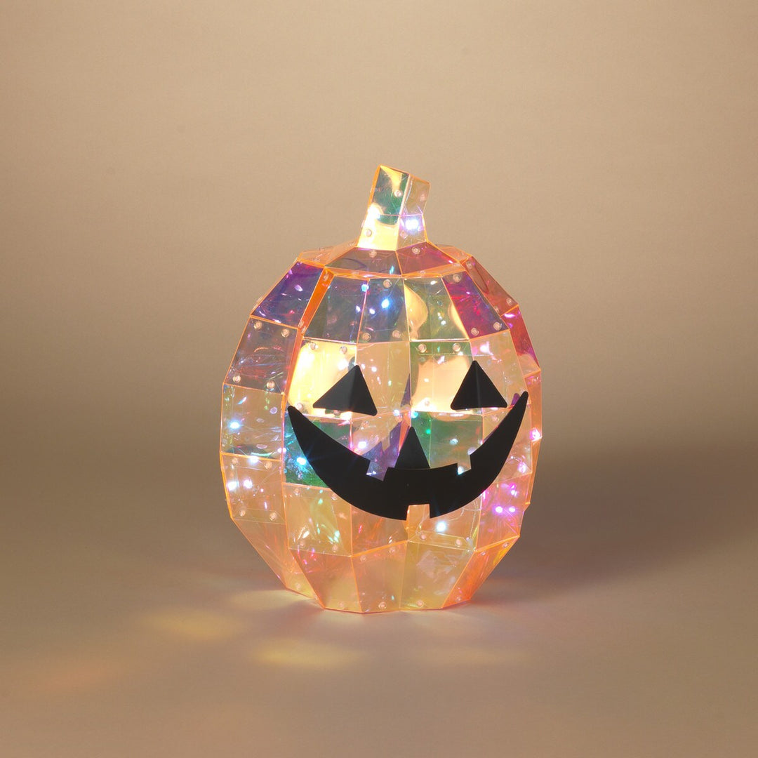 11.65"H USB Electric RGB Lighted Holographic Halloween Pumpkin with Remote Control