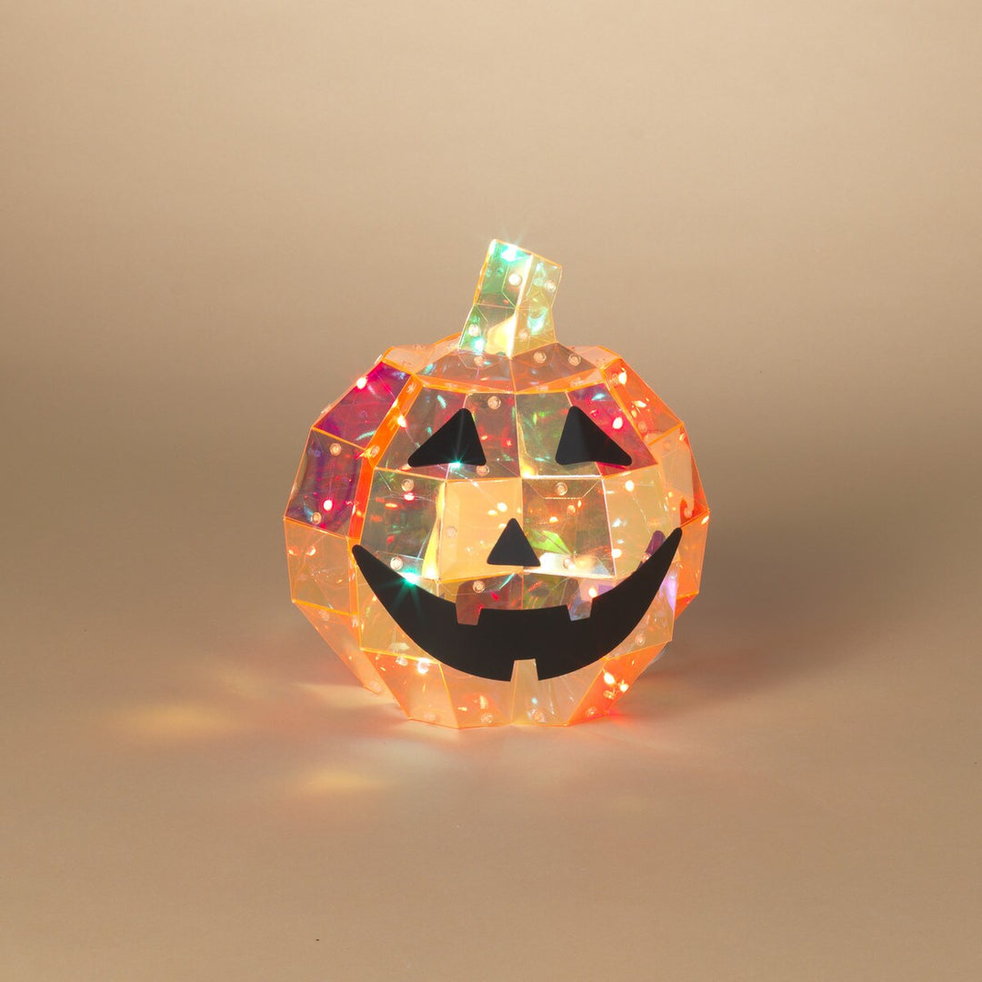 9.56"H USB Electric RGB Lighted Holographic Halloween Pumpkin with Remote Control