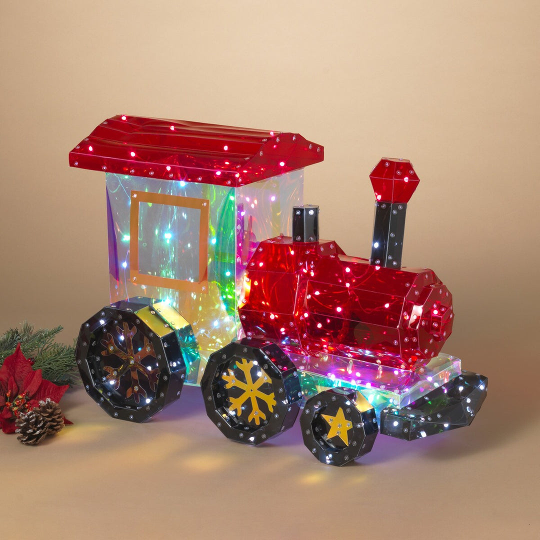 23.6"L USB Electric RGB Lighted Holographic Holiday Train with Remote Control