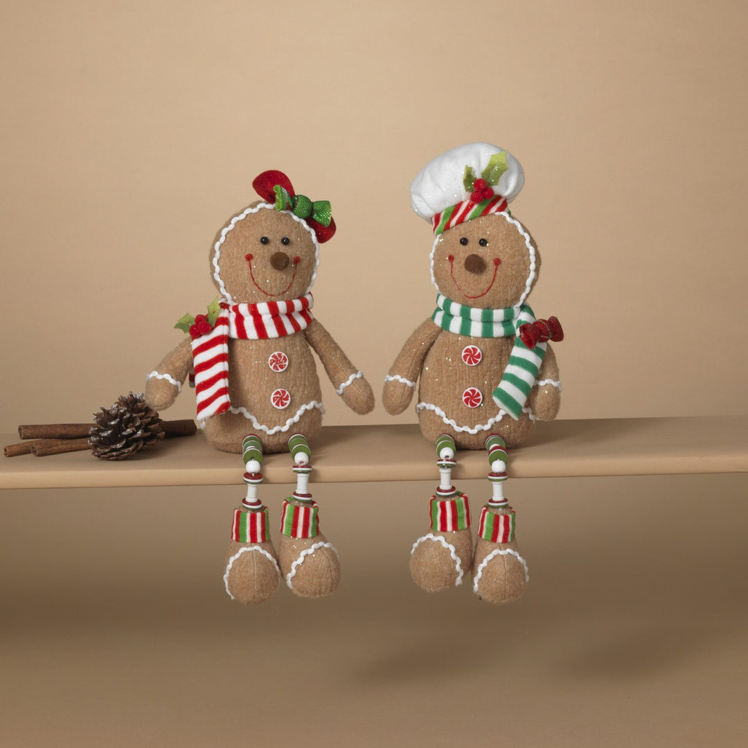 14"H Plush Holiday Gingerbread Man Shelf Sitter