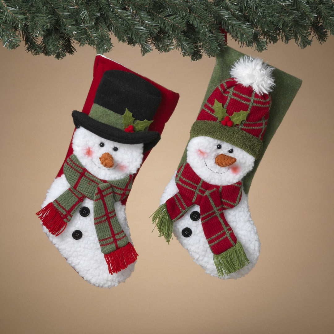 22"H Fabric Holiday Snowman Stocking